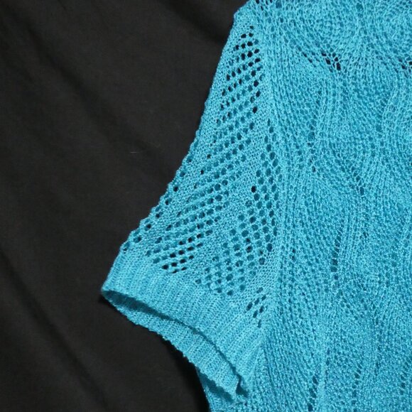 LAUREN MICHELLE | large | Turquoise Knit Short Sleeve Cardigan / Shrug | NWOT - Picture 10 of 16